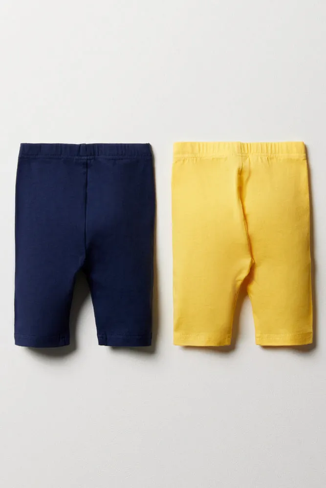 2 Pack Crop Leggings Yellow And Navy sold by Ackermas product image thumbnail 4