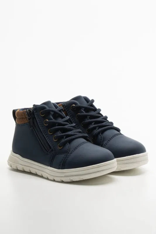 High Top Lace Up Sneaker Navy sold by Ackermas