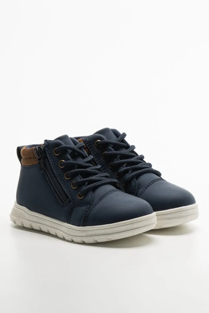 High Top Lace Up Sneaker Navy sold by Ackermas