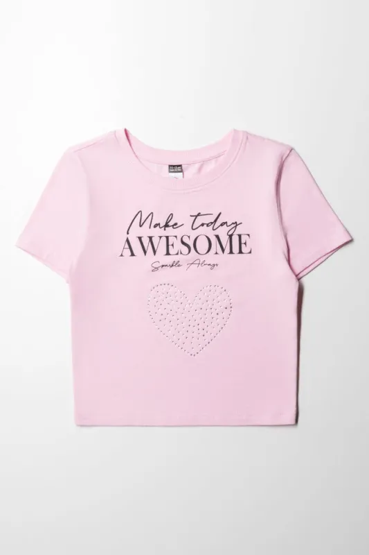 Baby T-Shirt With Pearl Heart Pink sold by Ackermas