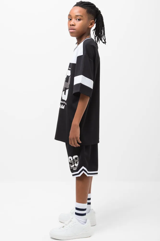 Basketball Short Sleeve T-Shirt Black & White sold by Ackermas product image thumbnail 2