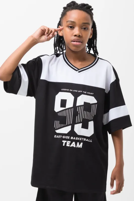 Basketball Short Sleeve T-Shirt Black & White sold by Ackermas