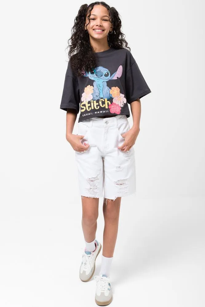 Ripped Denim Shorts White sold by Ackermas