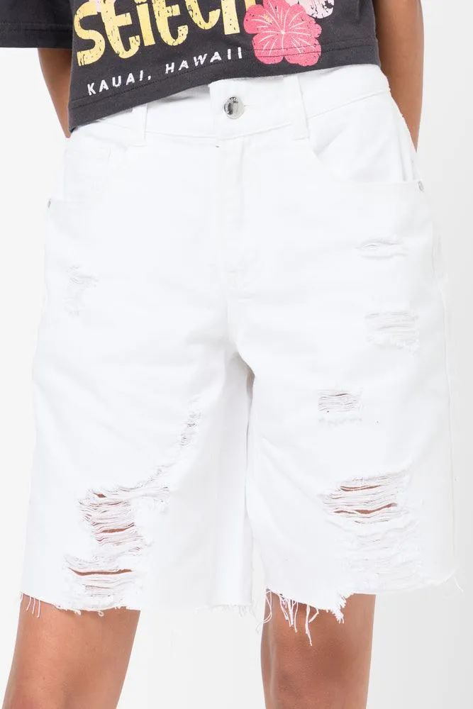Ripped Denim Shorts White sold by Ackermas product image thumbnail 2