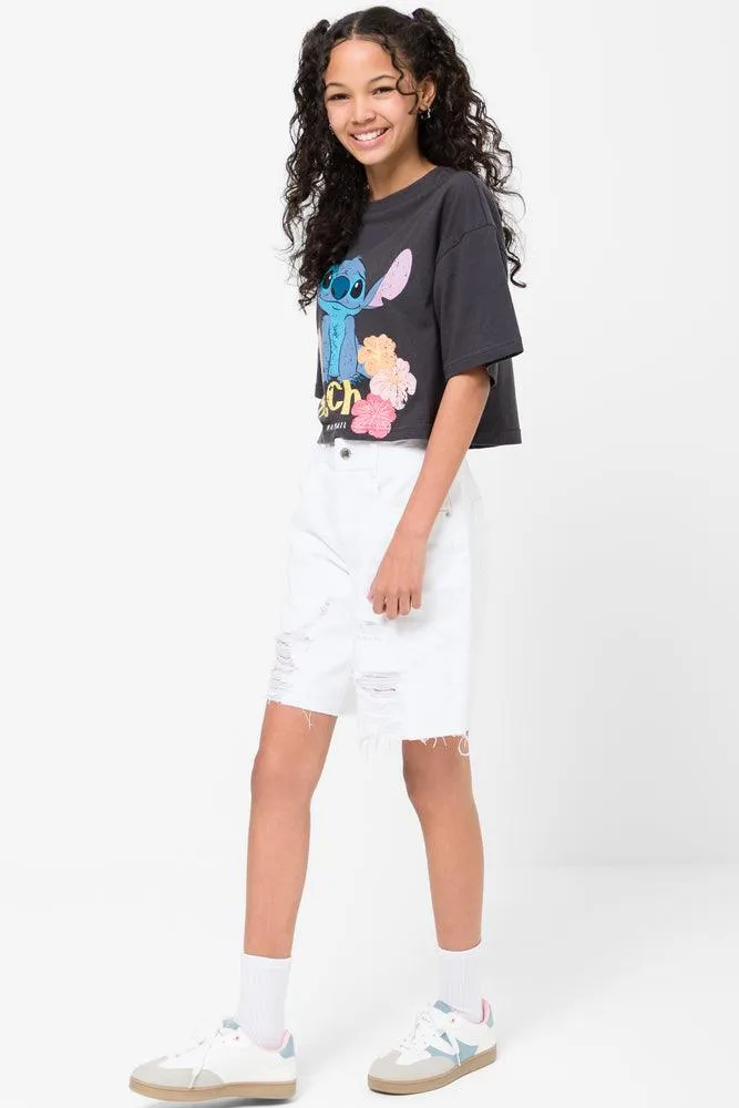 Ripped Denim Shorts White sold by Ackermas product image thumbnail 3