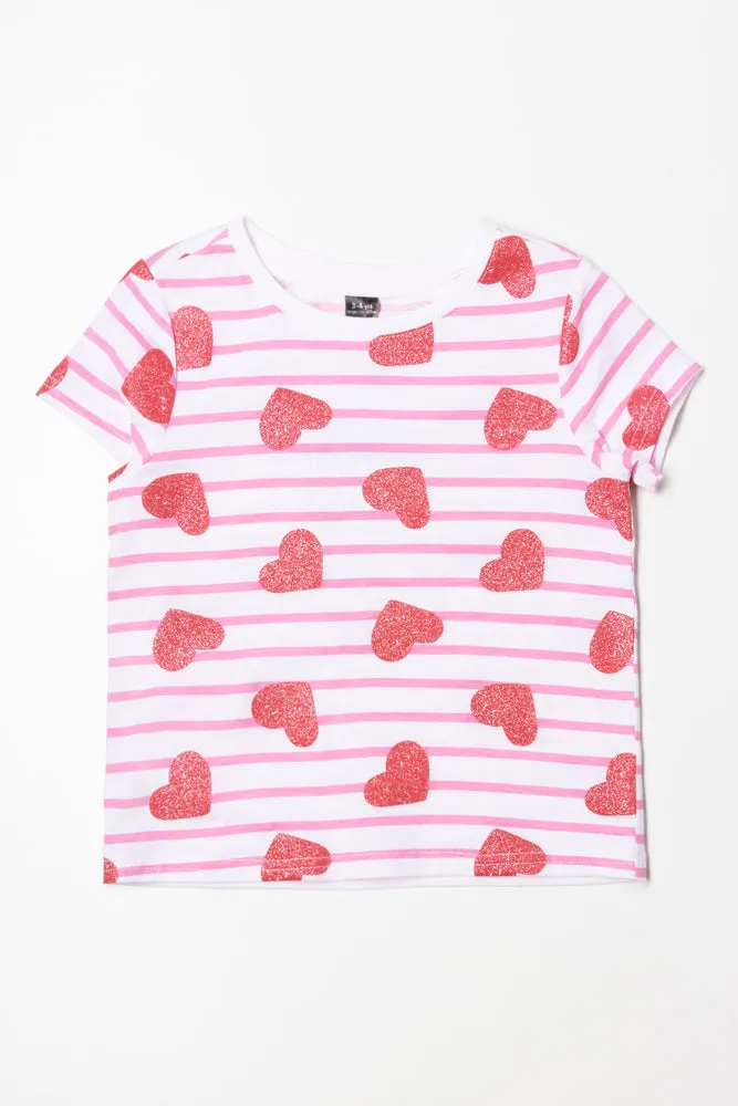 Heart Short Sleeve T-Shirt Red sold by Ackermas