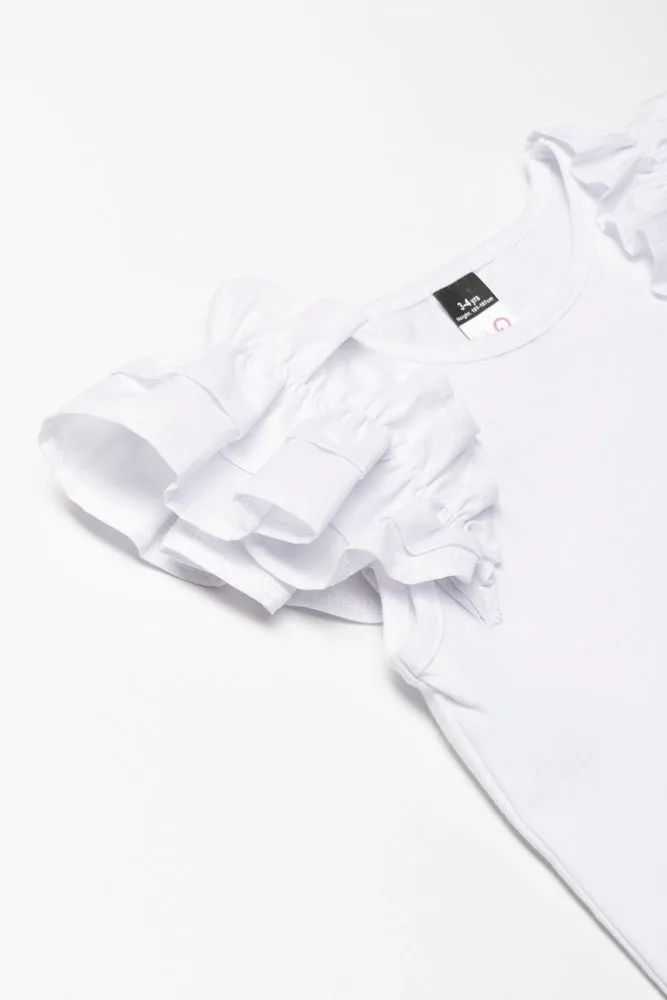 Frill Sleeve Top White sold by Ackermas product image thumbnail 2