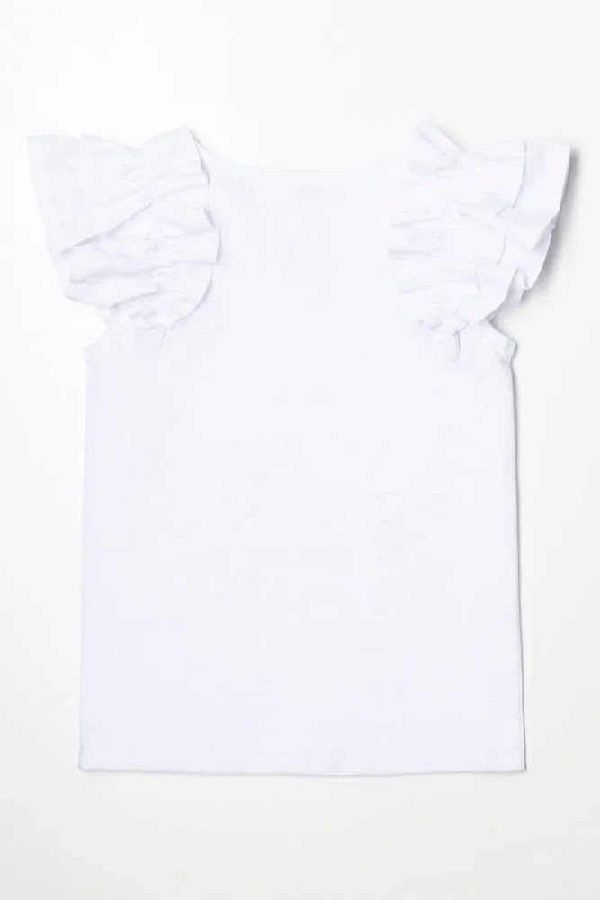 Frill Sleeve Top White sold by Ackermas product image thumbnail 3