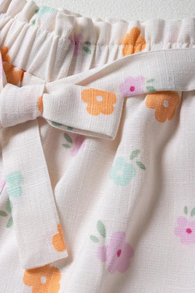 Floral Print Linen Short Yellow sold by Ackermas product image thumbnail 2