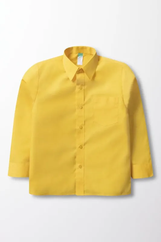Unisex School Long Sleeve Collar Shirt Yellow Toughees sold by Ackermas