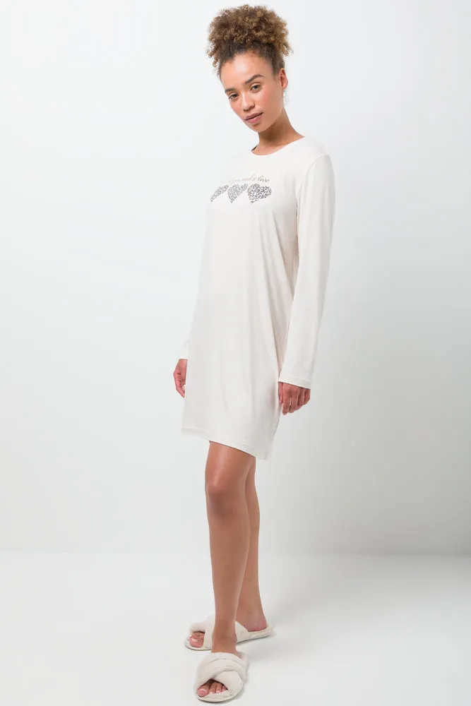 Long Sleeve Sleepshirt Natural sold by Ackermas product image thumbnail 2