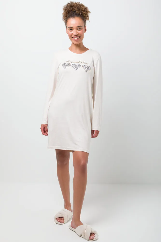 Long Sleeve Sleepshirt Natural sold by Ackermas