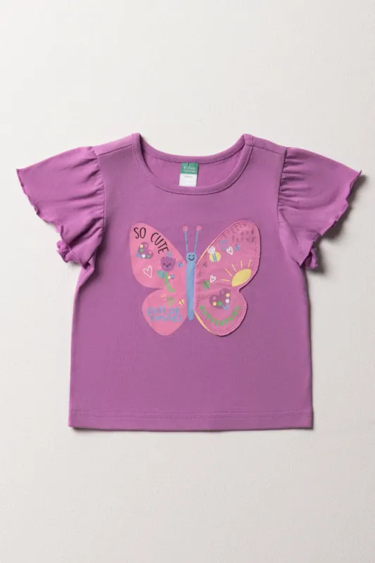 Flutter Sleeve T-Shirt Purple sold by Ackermas