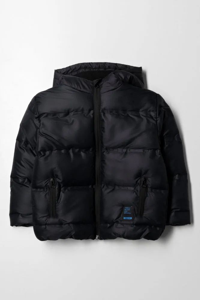 Hooded Puffer Jacket Black sold by Ackermas