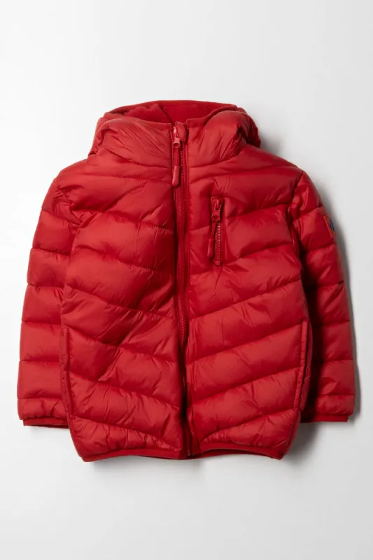 Hooded Puffer Jacket Red sold by Ackermas