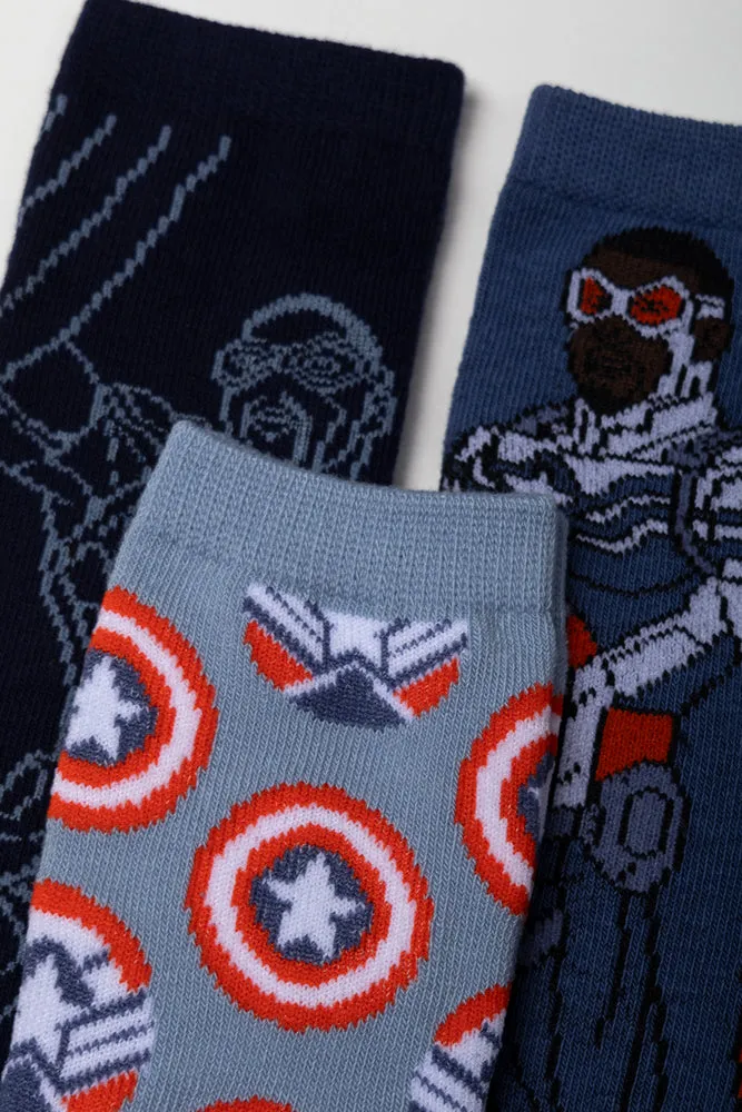 Captain America 3 Pack Socks Navy sold by Ackermas product image thumbnail 2