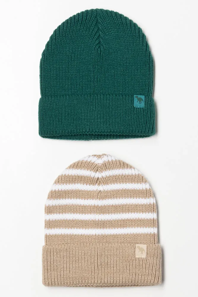 2 Pack Beanies Green And Natural sold by Ackermas