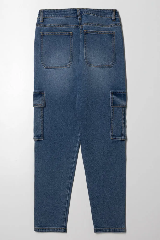 Cargo Straight Leg Denim Jeans Blue sold by Ackermas product image thumbnail 3