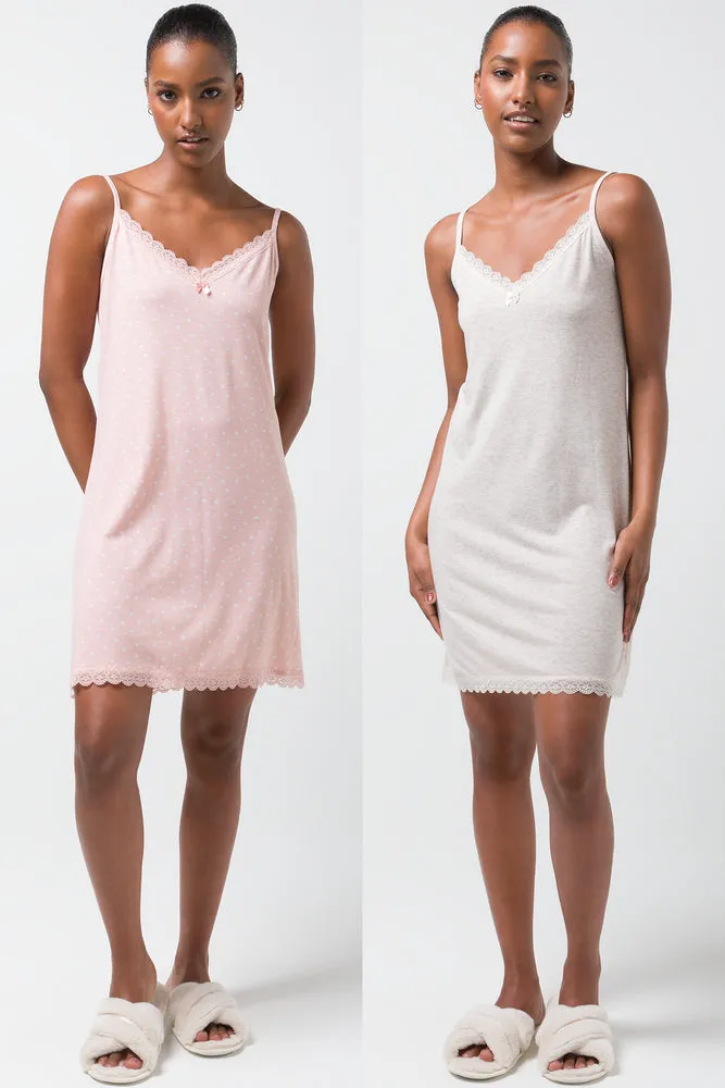 2 Pack Spot Chemises White And Pink sold by Ackermas