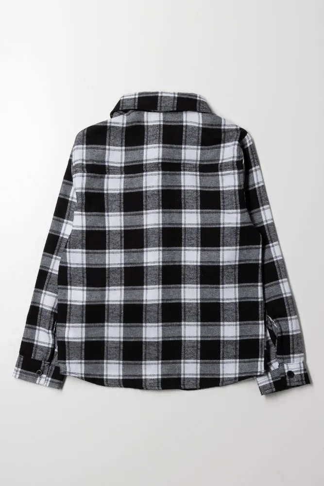 Check Long Sleeve Shirt Black And White sold by Ackermas product image thumbnail 3