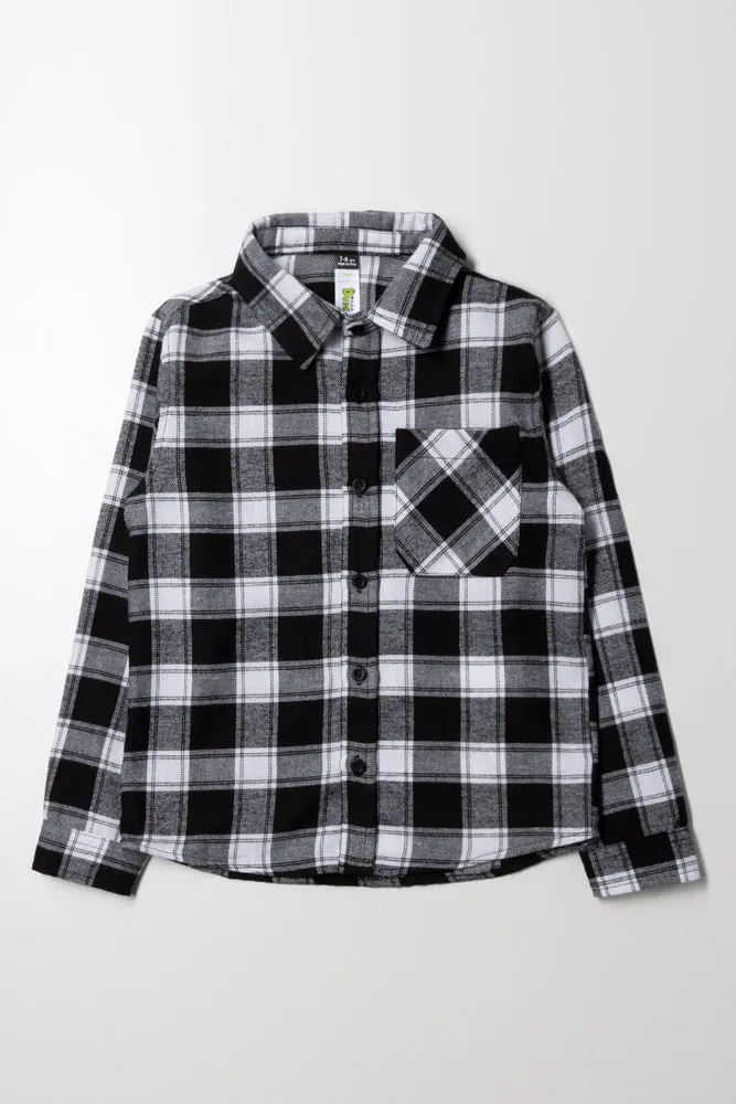 Check Long Sleeve Shirt Black And White sold by Ackermas