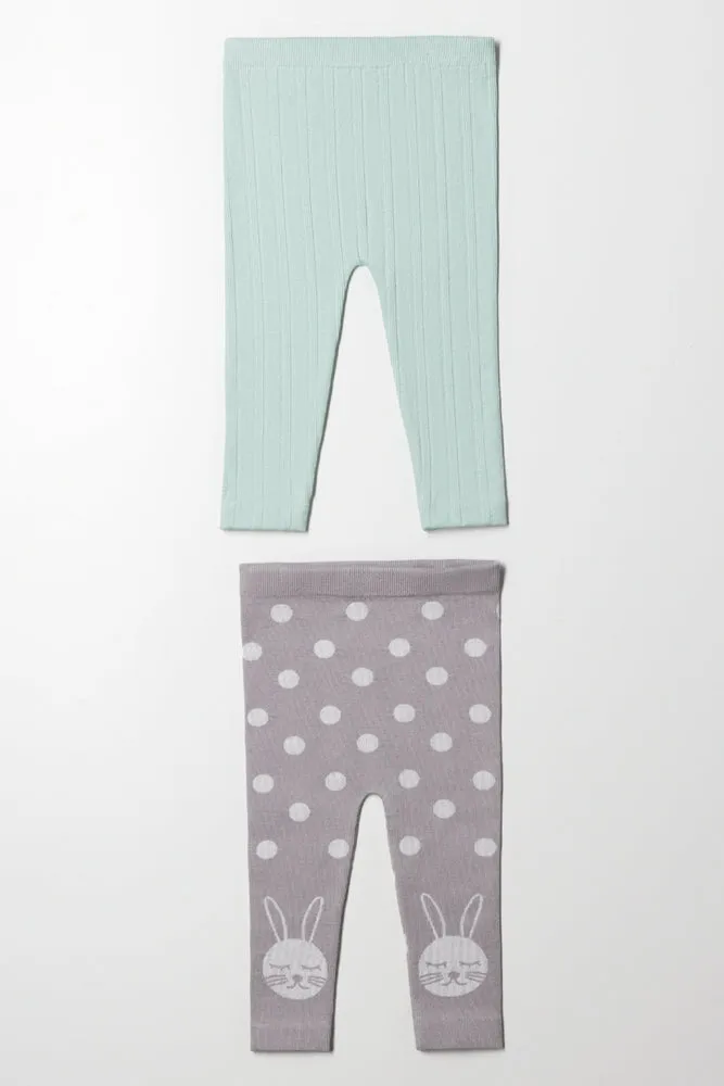 2 Pack Cable Leggings Light Green And Grey sold by Ackermas