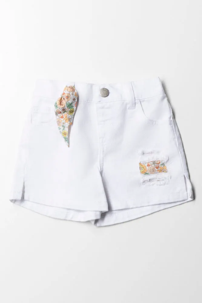 Denim Short With Hair Tie White sold by Ackermas