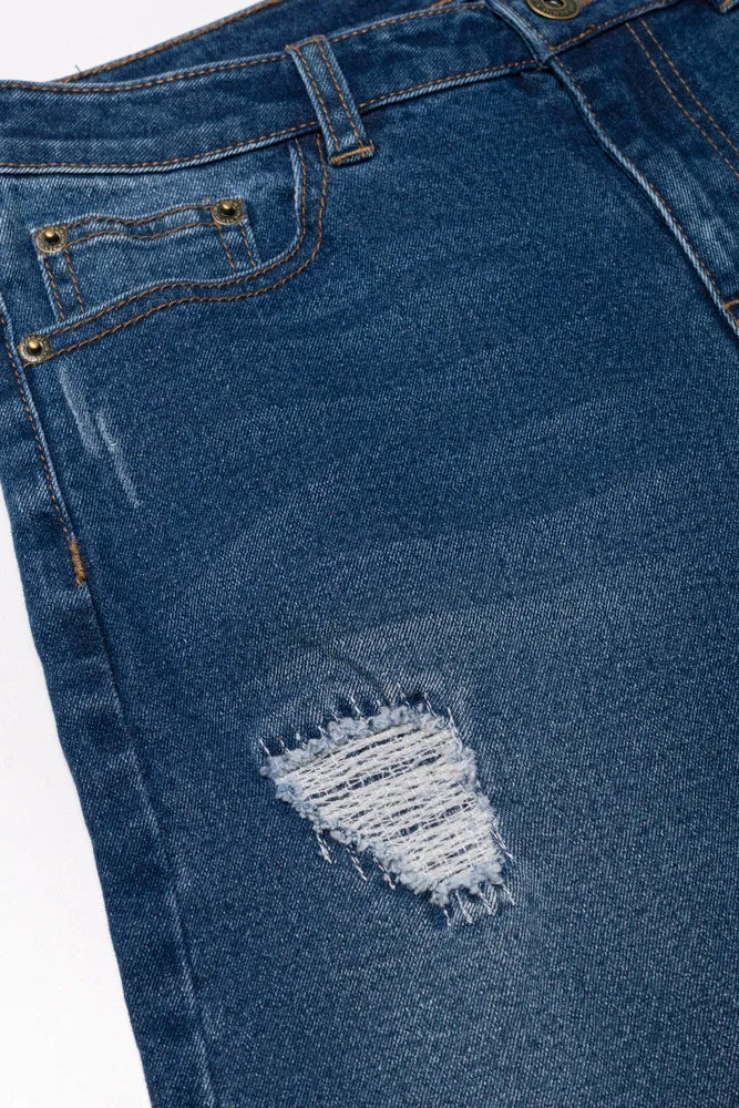 Ripped Denim Short Blue sold by Ackermas product image thumbnail 2