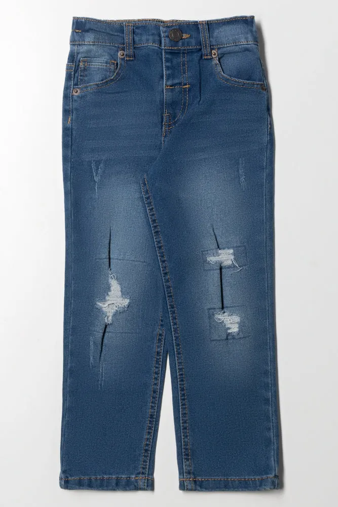 Ripped Skinny Denim Jeans Dark Blue sold by Ackermas