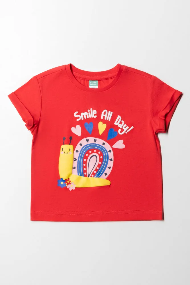 Relaxed Fit Tee- Bright Red sold by Ackermas