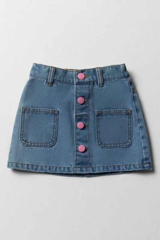 Button Skirt Blue sold by Ackermas