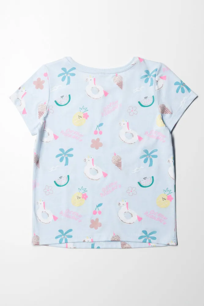 Unicorn Floaty Printed T-Shirt Light Blue sold by Ackermas product image thumbnail 3