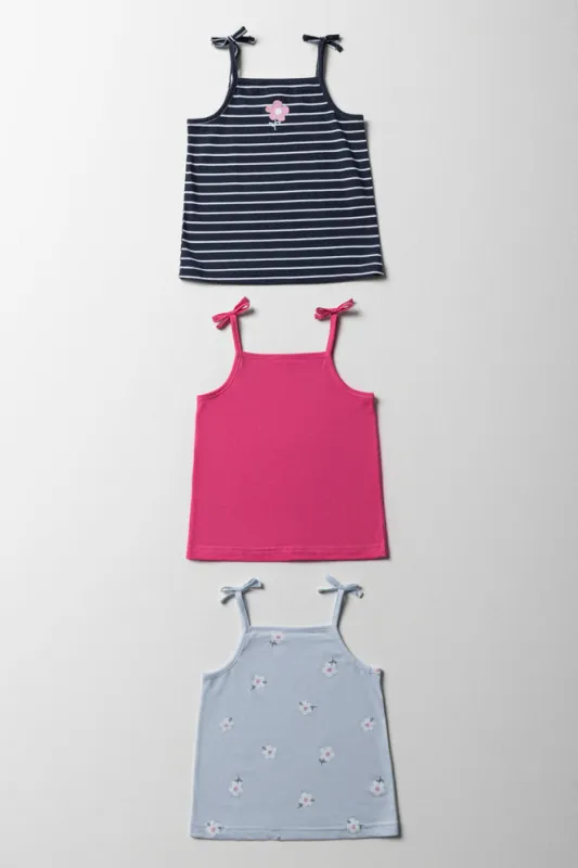 3 Pack Strappy Vests Navy & Pink sold by Ackermas
