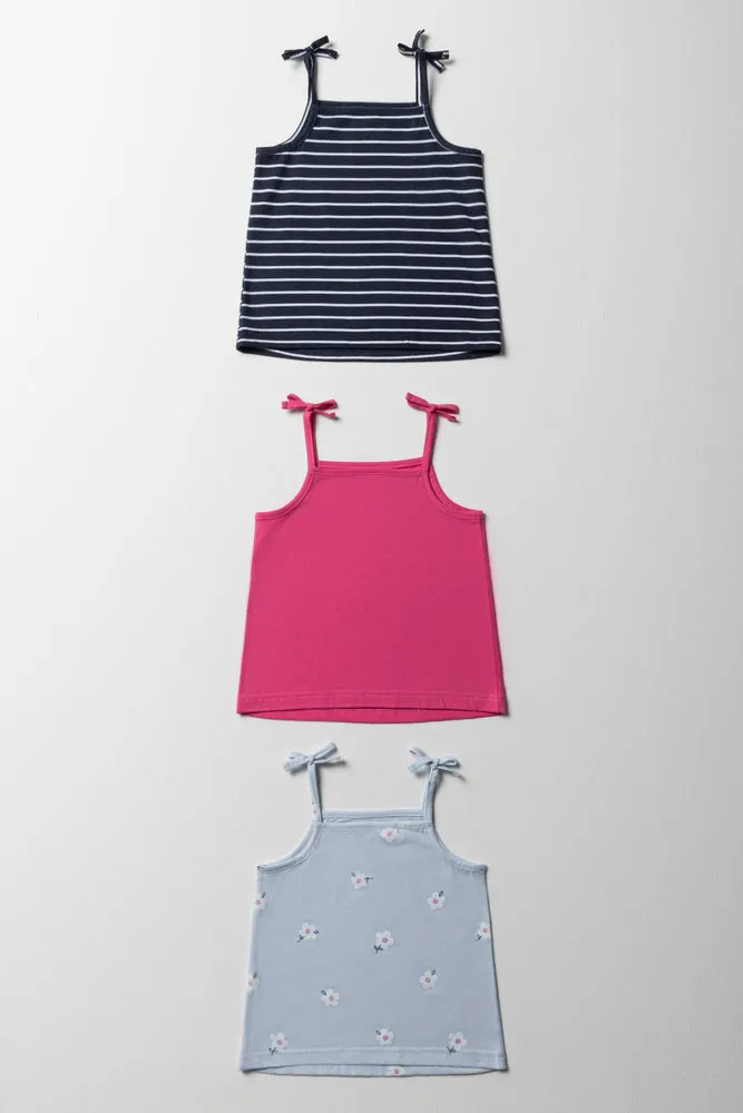 3 Pack Strappy Vests Navy & Pink sold by Ackermas product image thumbnail 3