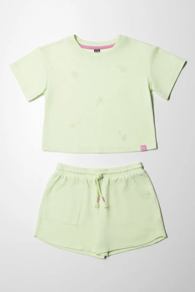 Fleece Shorts Set Light Green sold by Ackermas