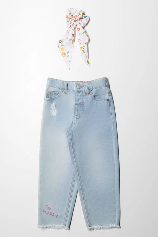 Light Wash Wide Leg With Single Pocket And Self Ti sold by Ackermas