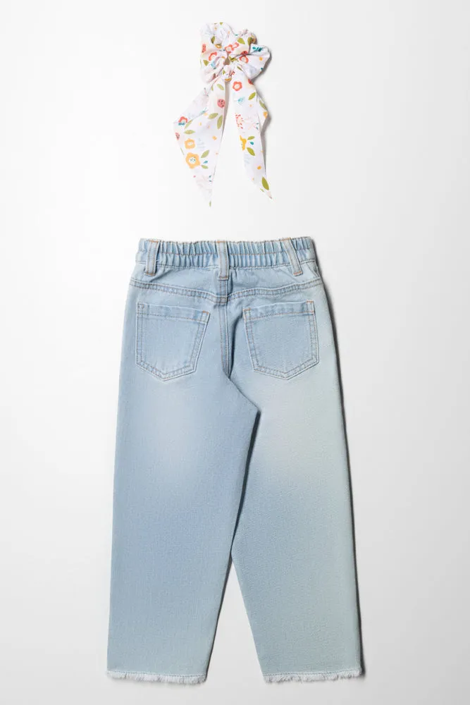 Light Wash Wide Leg With Single Pocket And Self Ti sold by Ackermas product image thumbnail 5