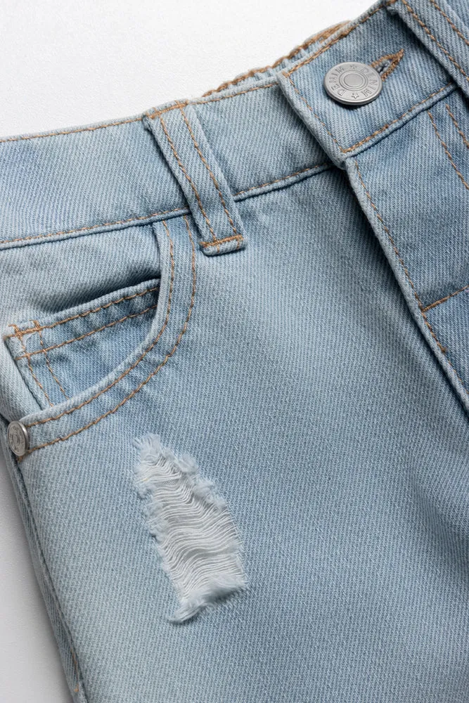 Light Wash Wide Leg With Single Pocket And Self Ti sold by Ackermas product image thumbnail 2