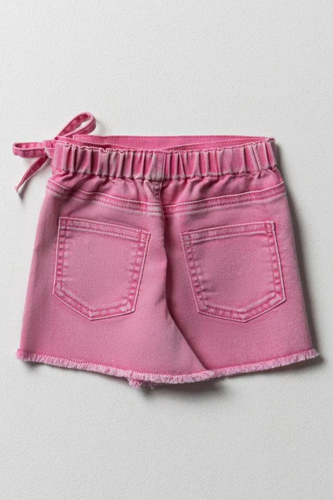 Denim Skorts With Tie Pink sold by Ackermas product image thumbnail 3
