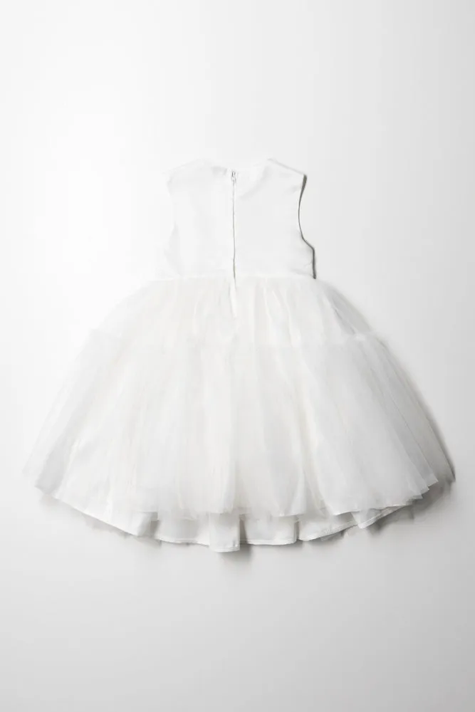 Layered Mesh Dress With Belt White sold by Ackermas product image thumbnail 3