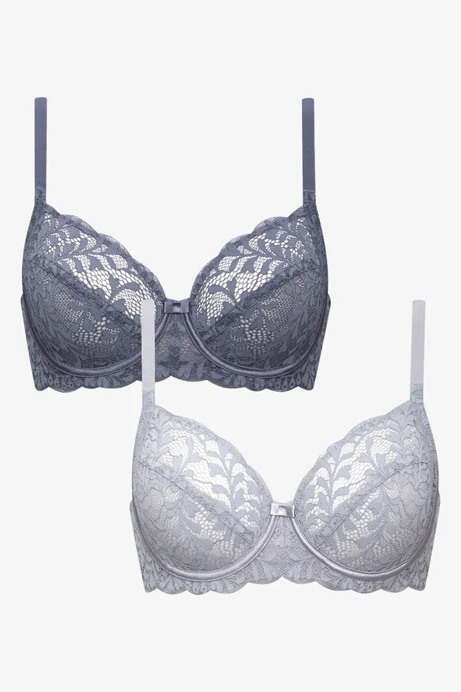 2 Pack Non Padded Underwire Bra Blue & Grey sold by Ackermas product image thumbnail 2