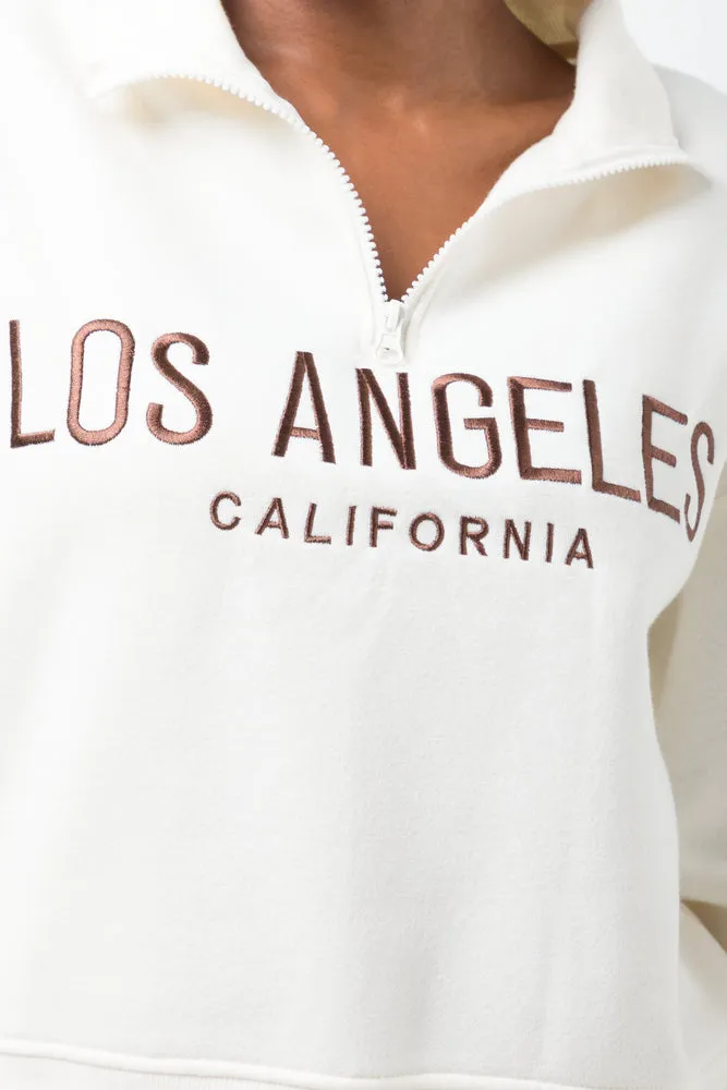 Quater Zip Fleece Top Cream sold by Ackermas product image thumbnail 4