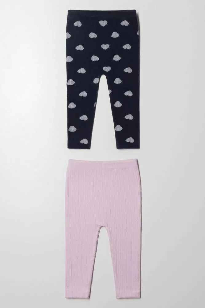 2 Pack Cable Knit Leggings Navy & Pink sold by Ackermas product image thumbnail 3