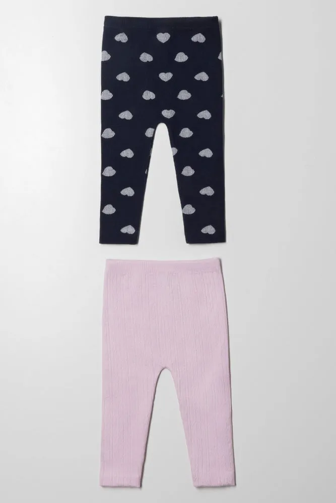 2 Pack Cable Knit Leggings Navy & Pink sold by Ackermas