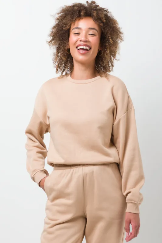 Basic Crew Neck Fleece Top Neutral sold by Ackermas