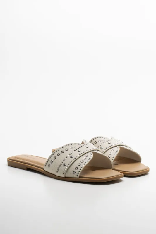 Studded Sandal Cream sold by Ackermas