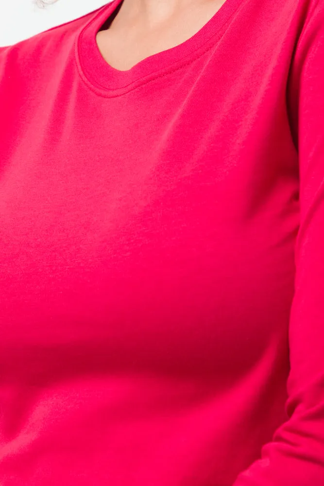 Long Sleeve Crew Neck T-Shirt Red sold by Ackermas product image thumbnail 4