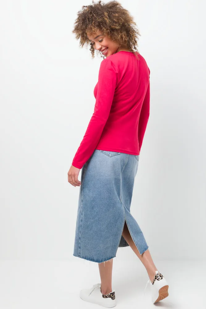 Long Sleeve Crew Neck T-Shirt Red sold by Ackermas product image thumbnail 3