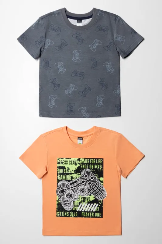 2 Pack Gamer T-Shirts Grey And Coral sold by Ackermas