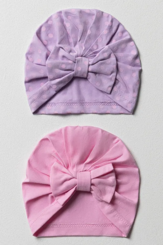 2 Pack Dot Turbans Pink And Lilac sold by Ackermas